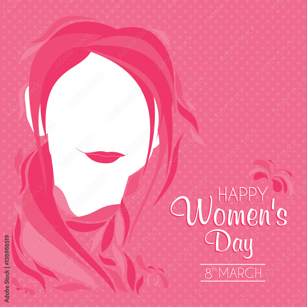 An abstract illustration of a woman with pink design elements on a pink background in celebration of Women's Day An abstract illustration of a woman with pink design elements on a pink background in celebration of Women's Day