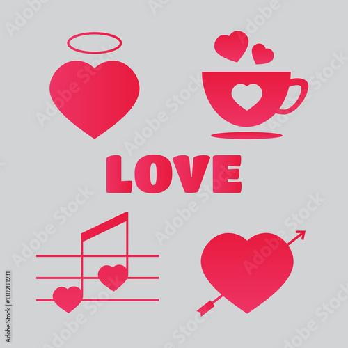 Love icon set. Love logo in vintage style. love concept in vintage style. Love retro symbol