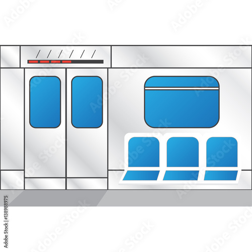 Metro train interior vector. Metro doors vector
