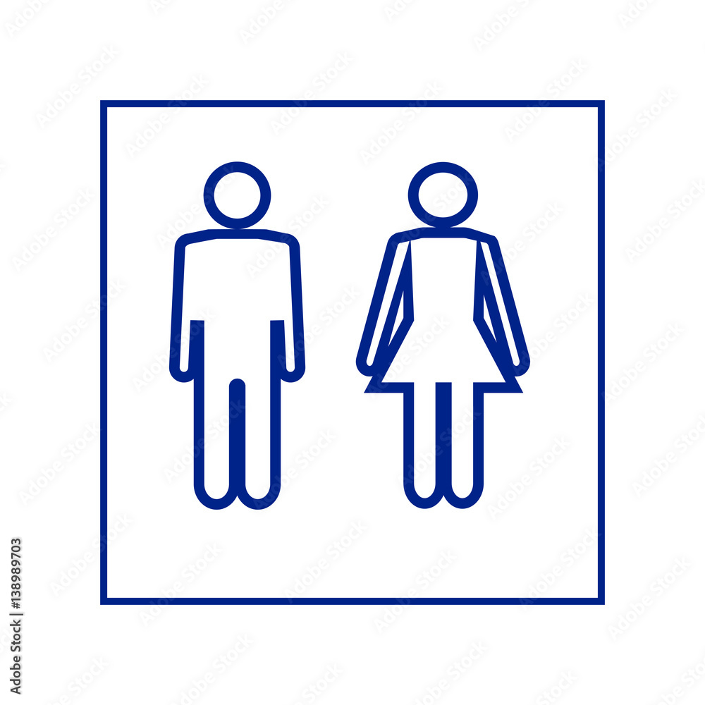 Blue silhouette men and women icon in blue square Blue silhouette men and women icon in blue square