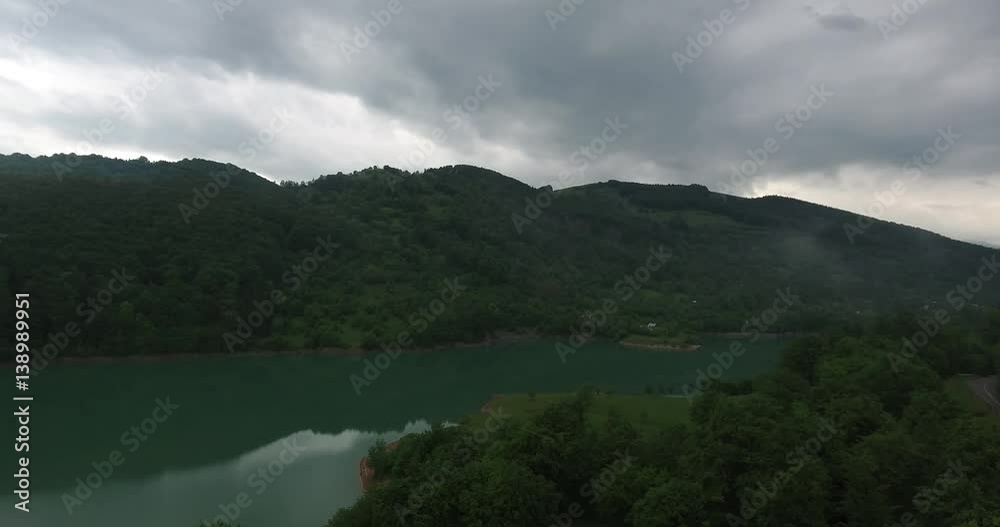 Aerial view over a lake and mountains Aerial view over a lake and mountains