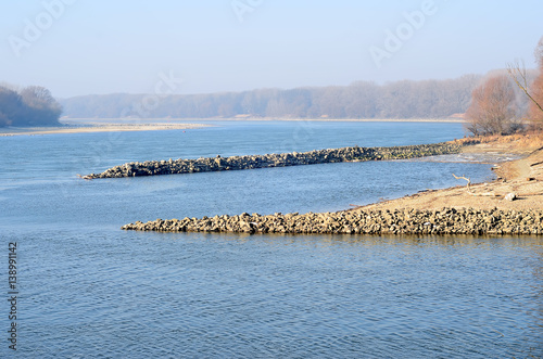 Danube and Morava river confluence near Bratislava city