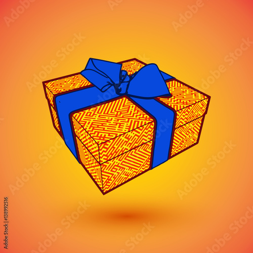 gift box present with blue bow anrd ibbon. illustration for 8 march happy womans day