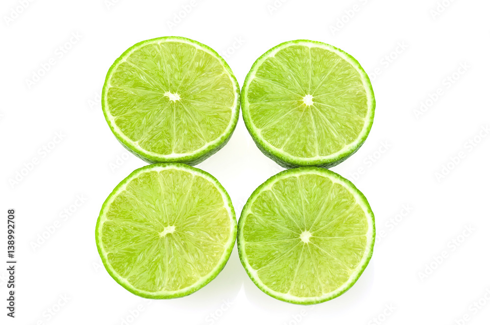 Green lemon isolated over white