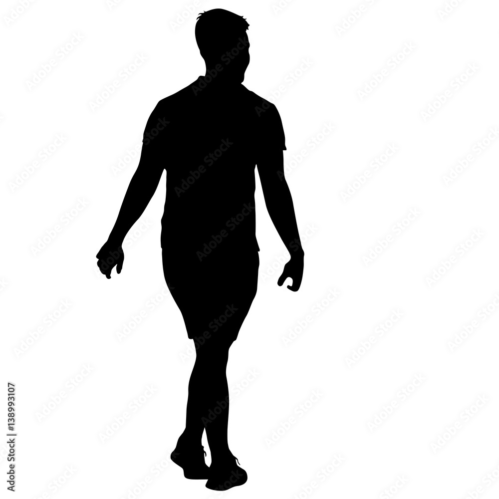 Black silhouettes man on white background. Vector illustration