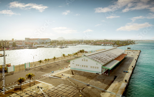 Aerial panorama of Oranjestad town on Aruba island