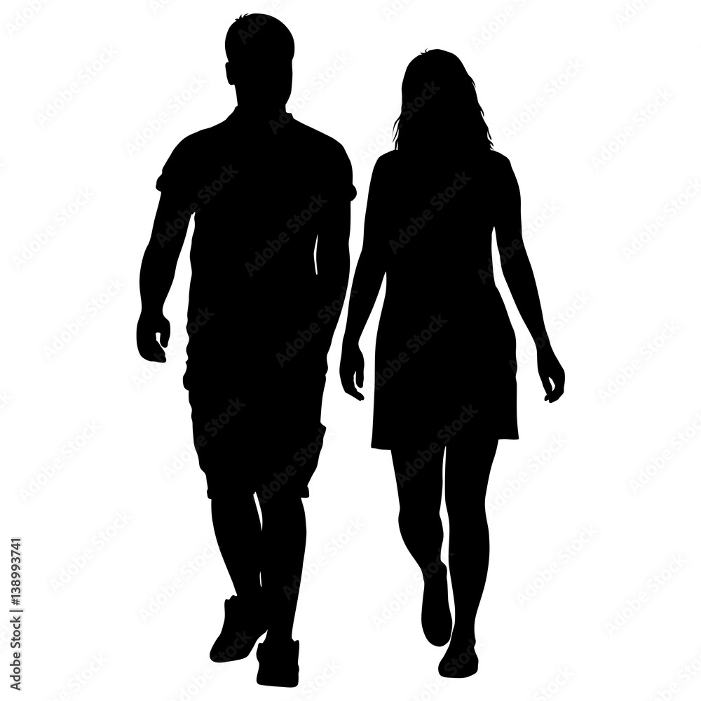 Couples man and woman silhouettes on a white background. Vector illustration