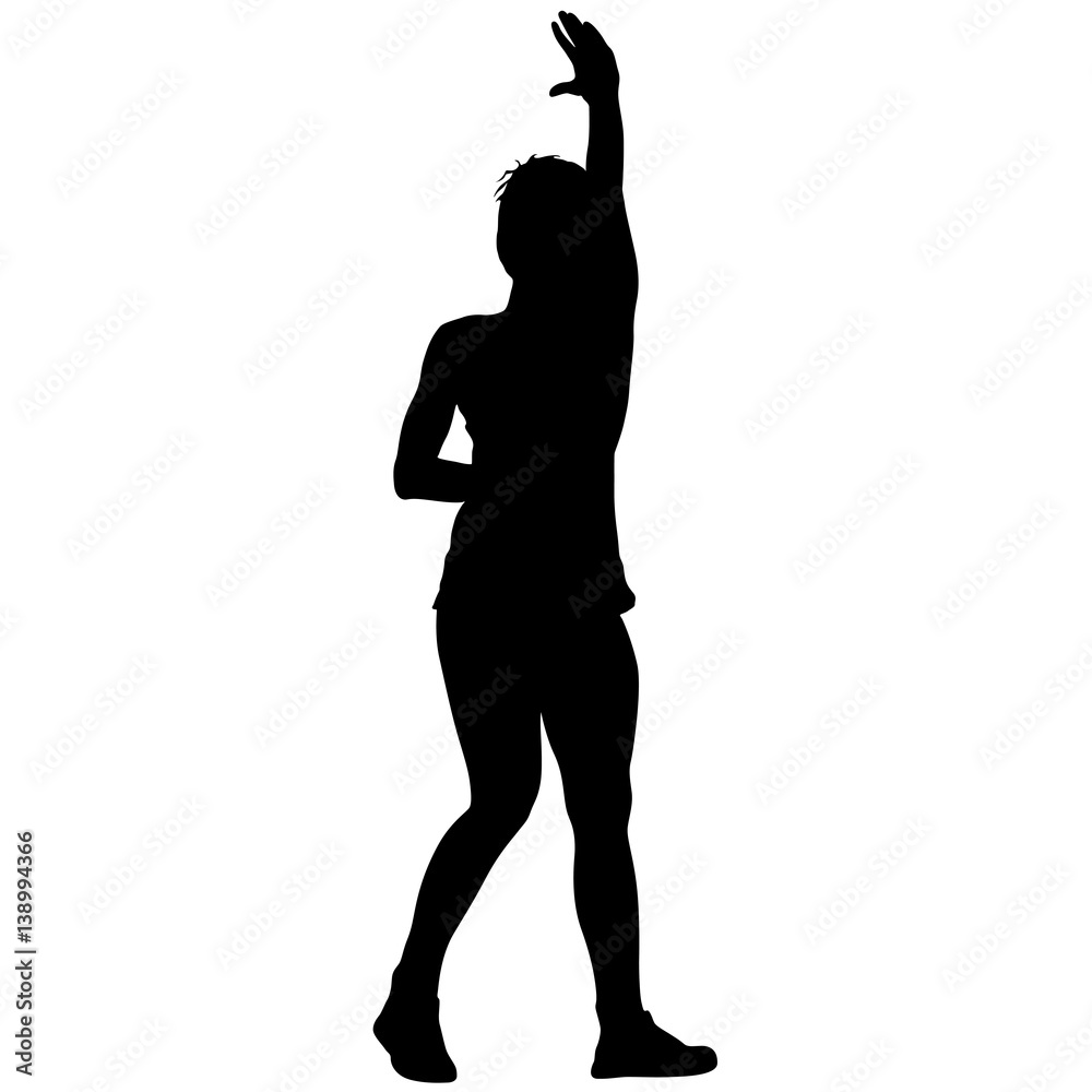 Black silhouettes of beautiful woman on white background. Vector illustration Black silhouettes of beautiful woman on white background. Vector illustration