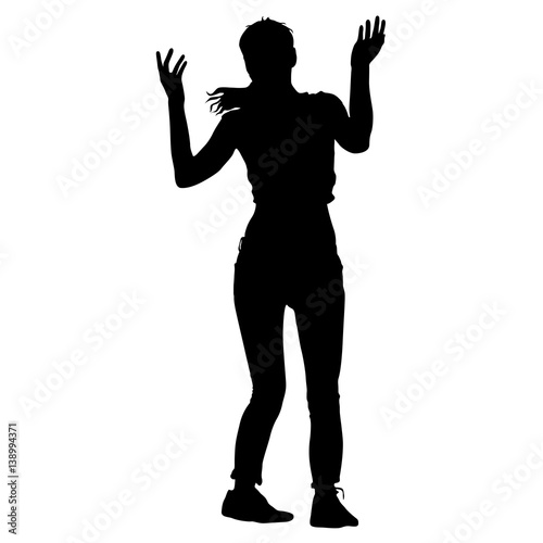 Black silhouettes of beautiful woman on white background. Vector illustration