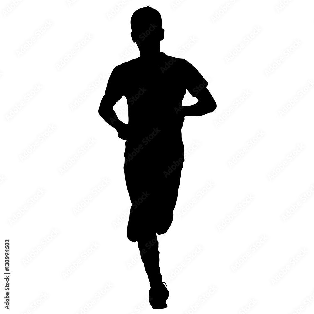 Fototapeta premium Silhouettes. Runners on sprint, men. vector illustration