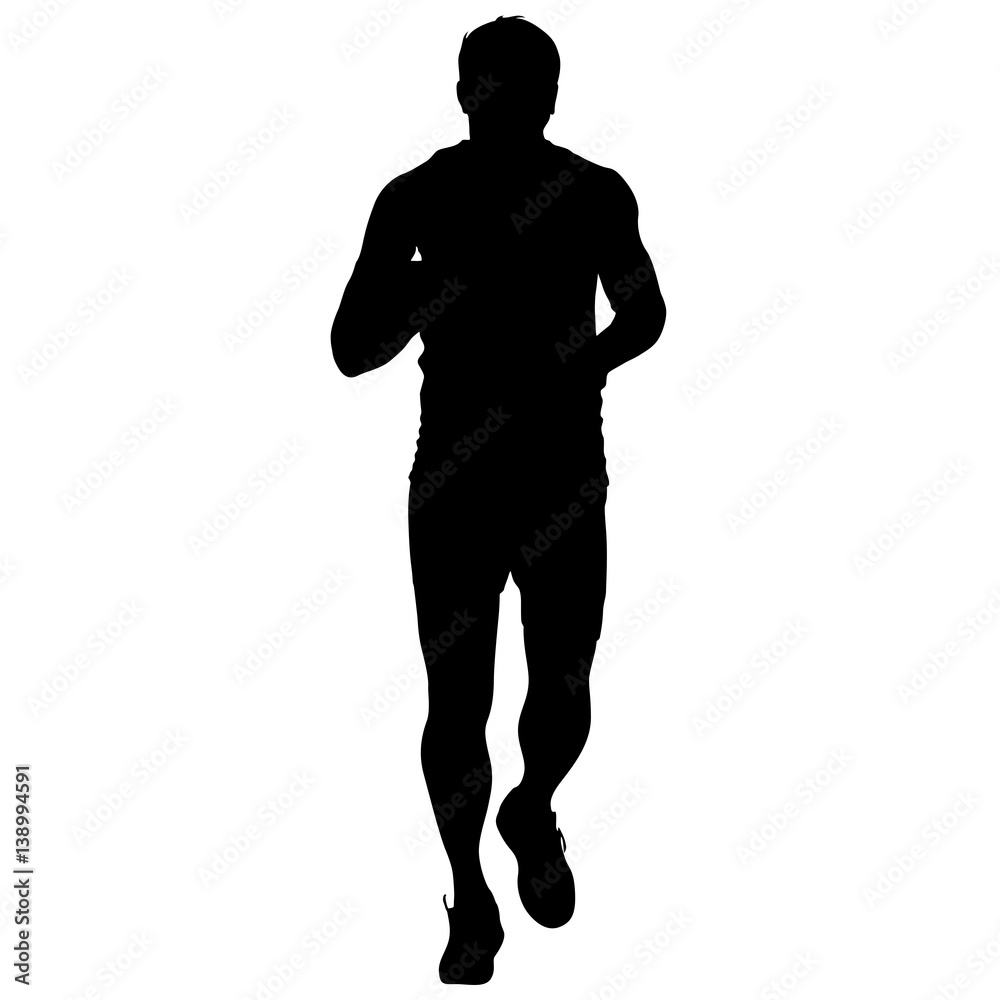 Obraz premium Silhouettes. Runners on sprint, men. vector illustration
