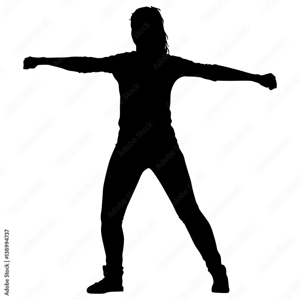 Black silhouettes Dancing on white background. Vector illustration