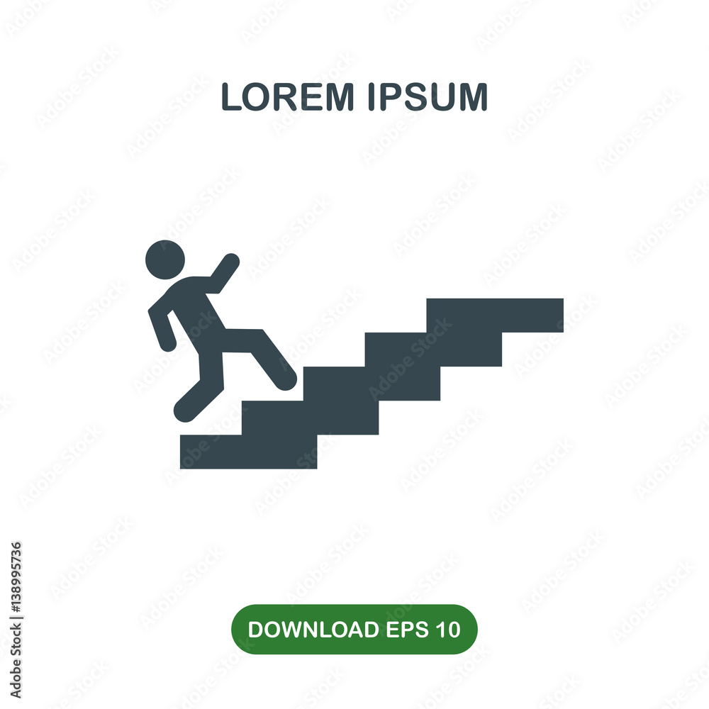 Running to exit on stairs icon vector