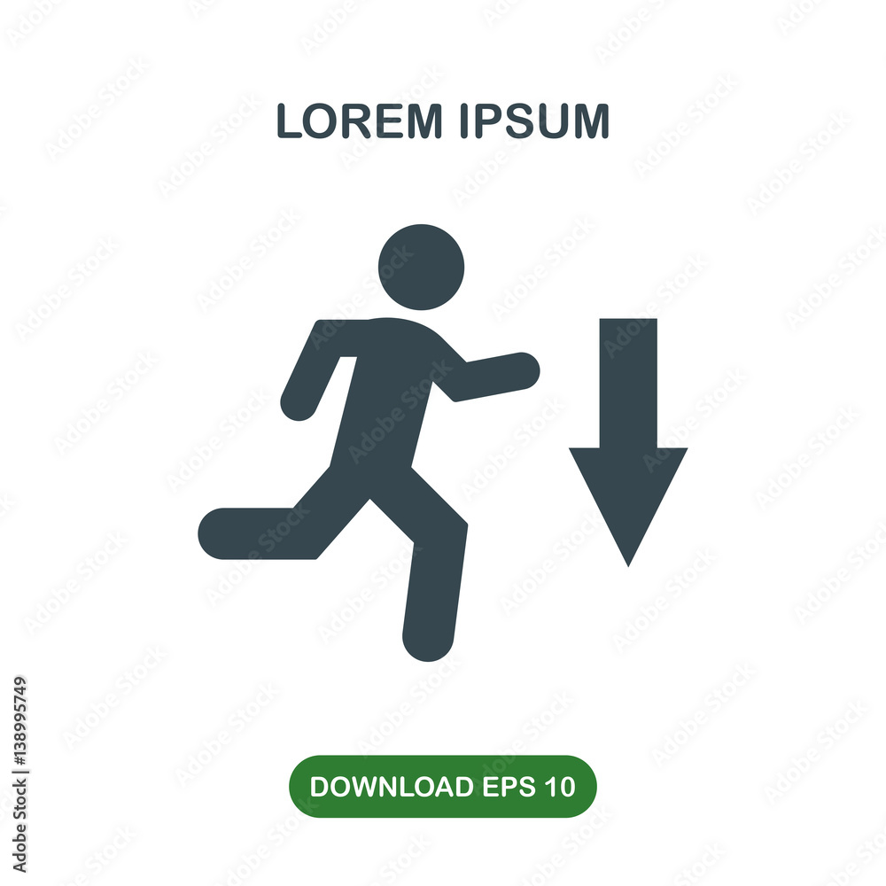 Running to exit icon vector Running to exit icon vector