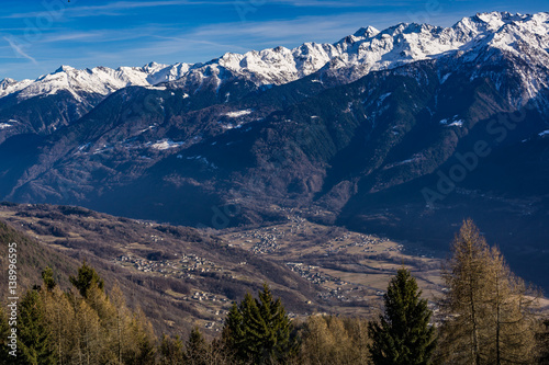 Snow in the Small Town of Bormio and its Mountains, Valtellina, Italy