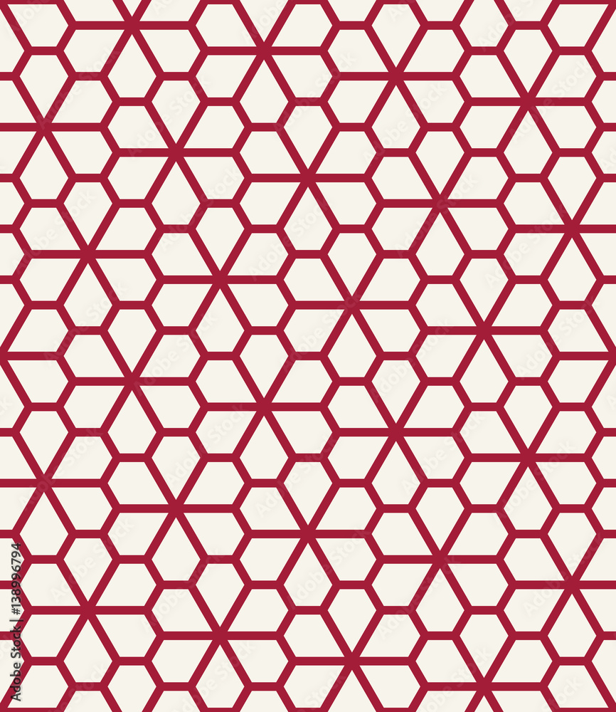 Naklejka premium abstract geometric pentagon grid seamless floral pattern