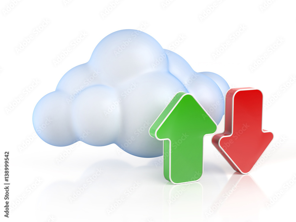 Cloud computing upload download 3d concept Cloud computing upload download 3d concept
