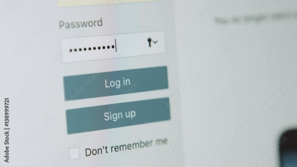 Closeup enters the password to log in social network account
