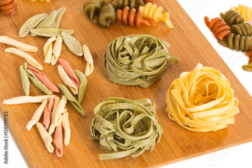 Different types of Italian pasta.