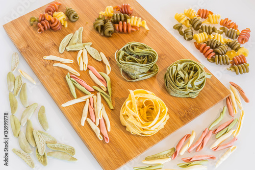 Different types of Italian pasta. photo