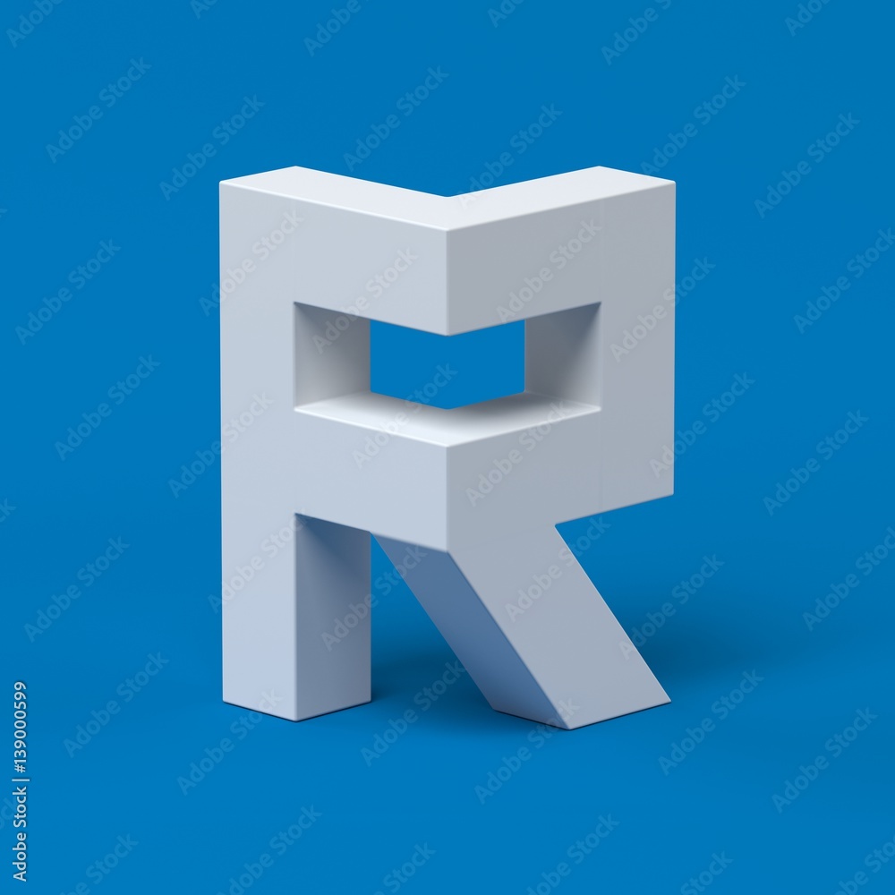 Isometric font letter R Isometric font letter R