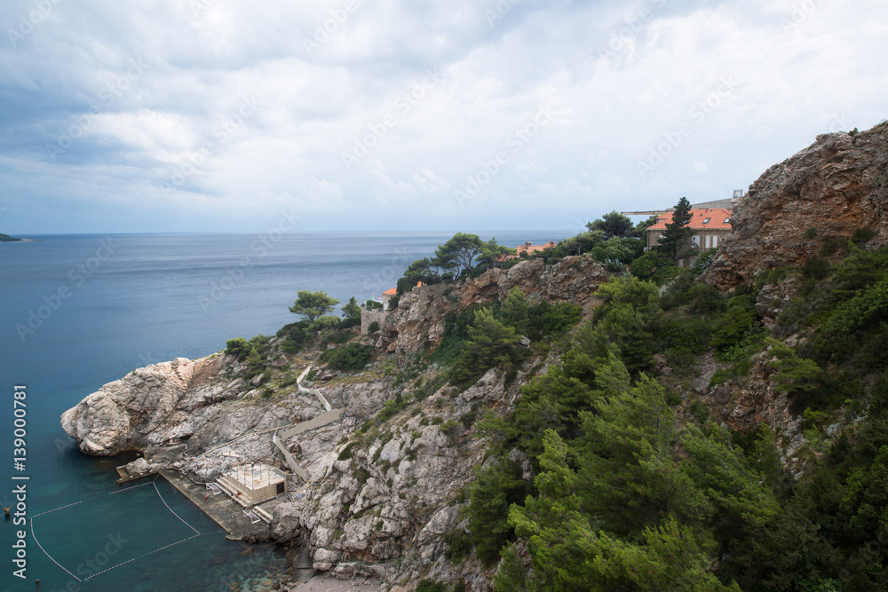 Aerial view on the sea in Dubrovnik, Croatia