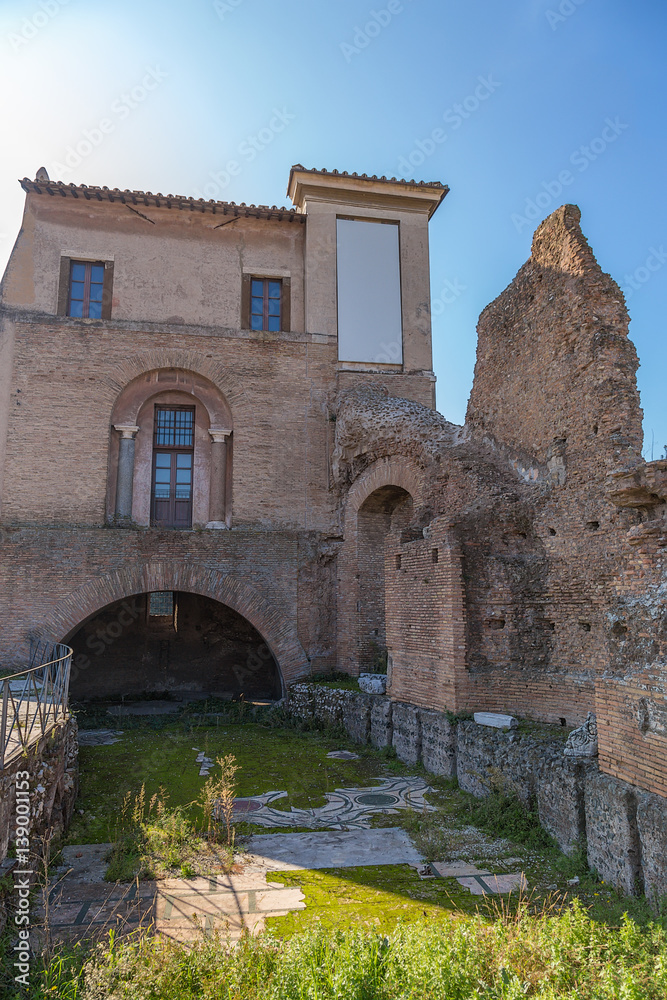 Rome, Italy. The remains of mosaics and arches, the foundation of the pavilion of Domus Transitoria, built by Nero, I c. AD