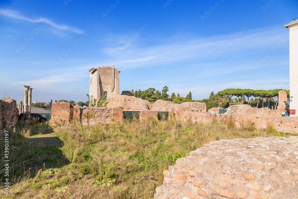 Rome, Italy. The ruins of the imperial residence - the Flavian Palace (Domus Flavia), I cent. AD