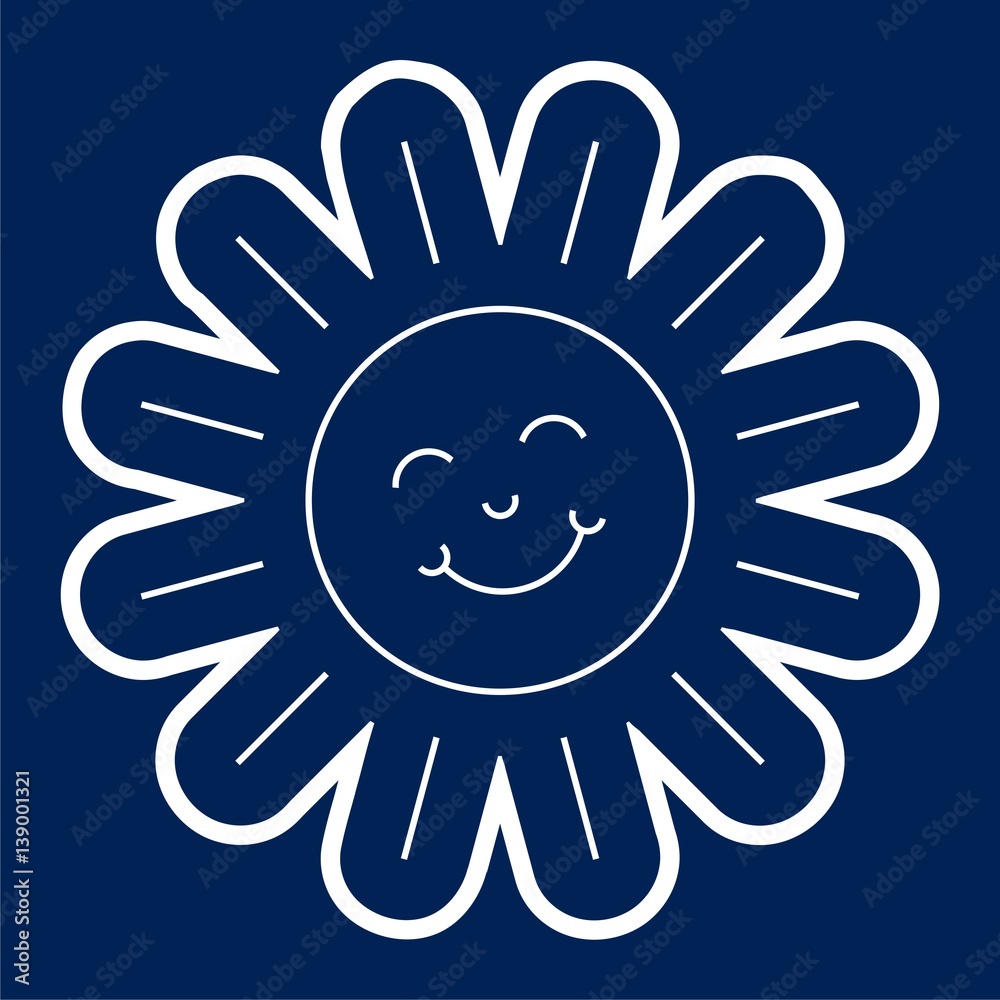 Smiling Sun Icon Flat Graphic Design - Illustration