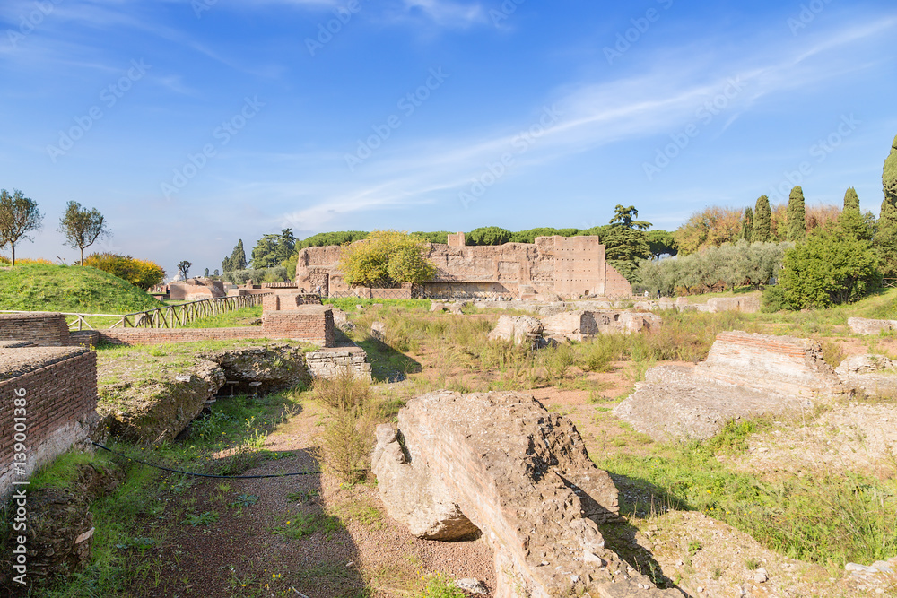 Rome, Italy. Ruins of ancient imperial palaces on the Palatine Hill