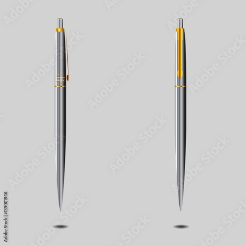 eps 10 vector set of pen isolated on gray background photo