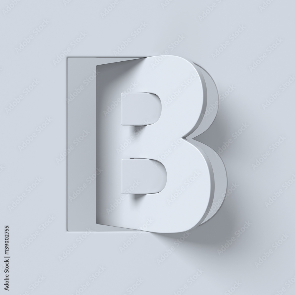 Cut out and rotated font 3d rendering letter B Cut out and rotated font 3d rendering letter B