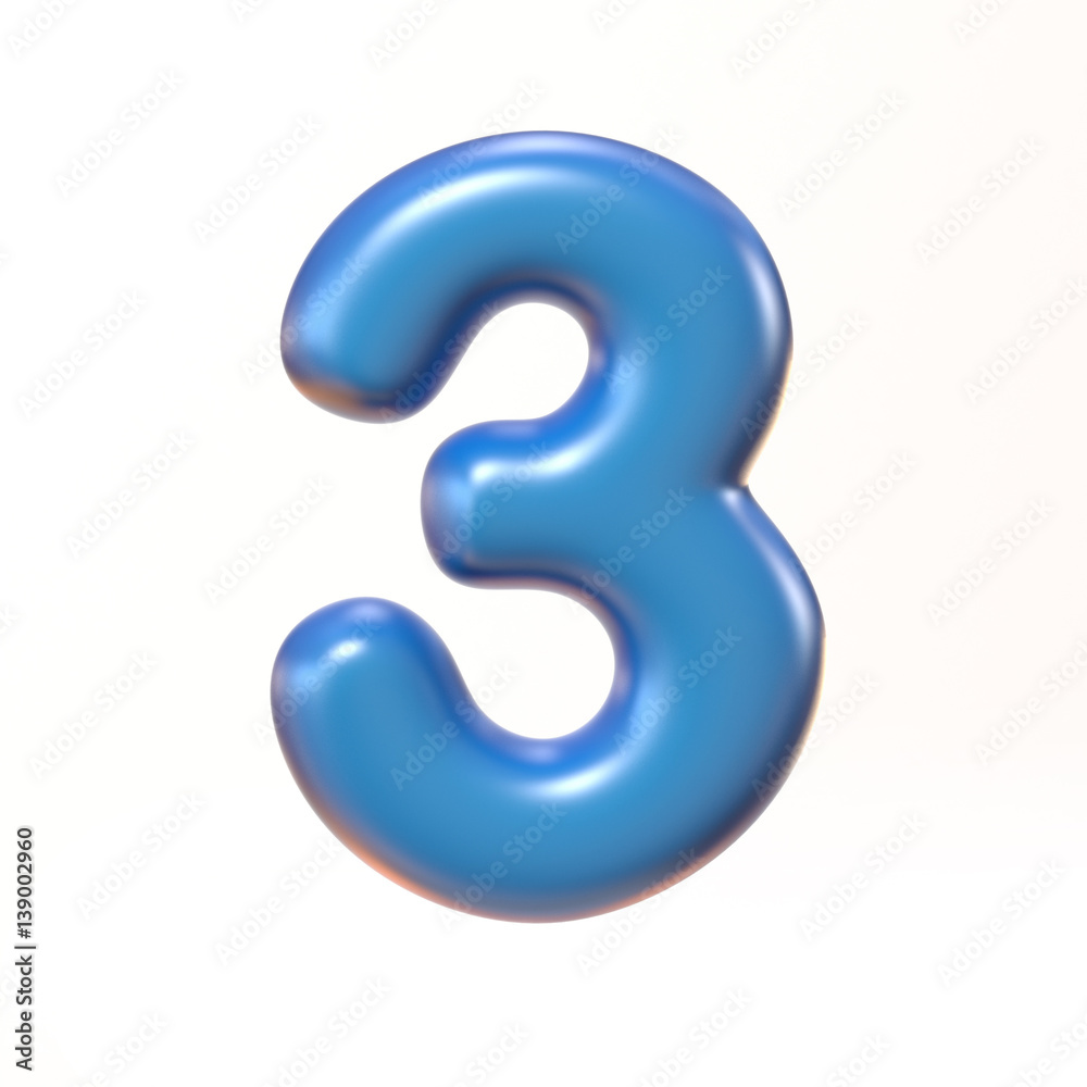 Bubbly 3d font number 3 Bubbly 3d font number 3
