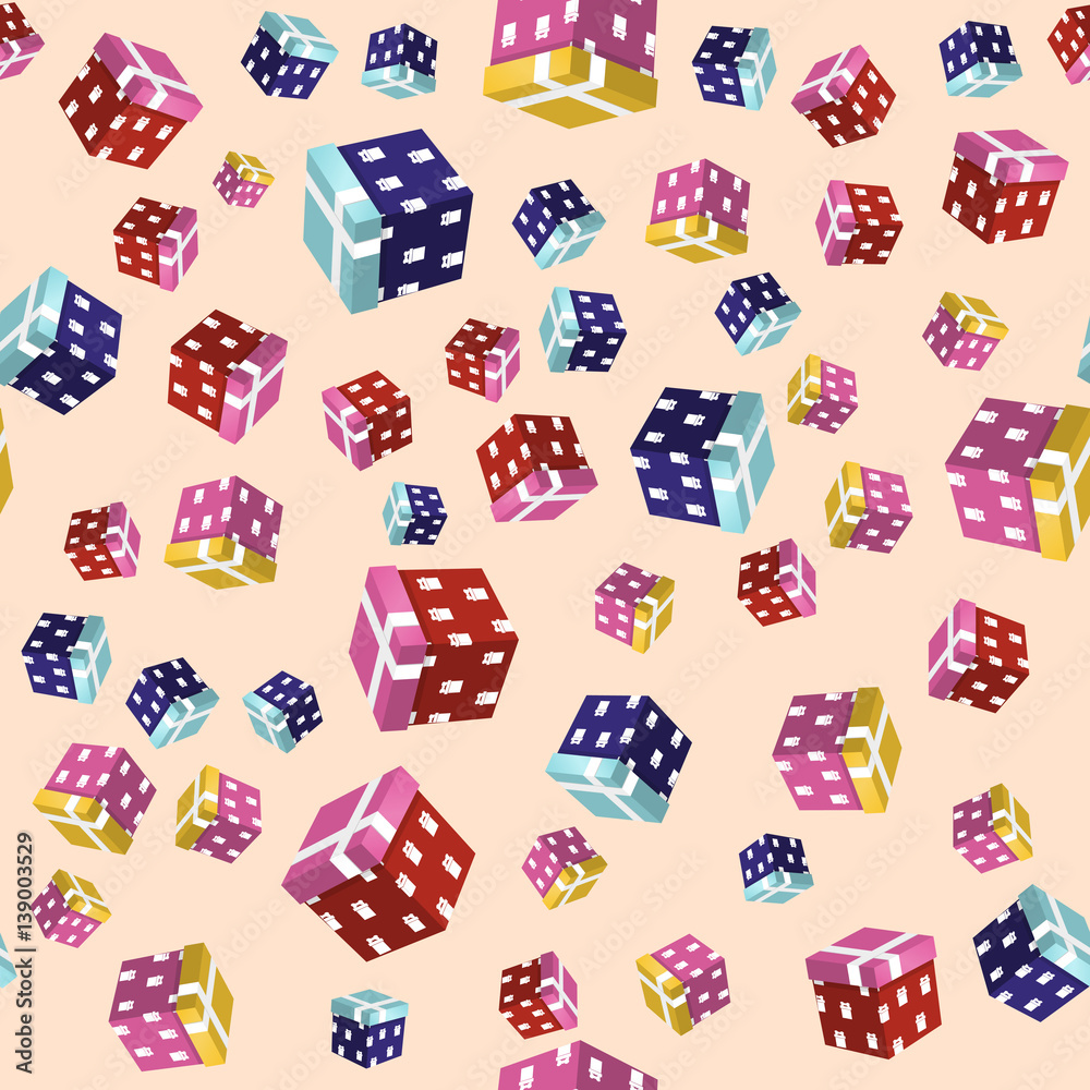 Seamless Background Gift Boxes. Vector Illustration Design for Birthday, Children Party, Baby Shower, Wedding. Backdrop Can be Used for Wallpapers, Curtain, Plates, Surface Textures, Wrapping Seamless Background Gift Boxes. Vector Illustration Design for Birthday, Children Party, Baby Shower, Wedding. Backdrop Can be Used for Wallpapers, Curtain, Plates, Surface Textures, Wrapping