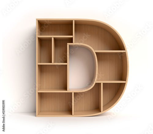 Shelf font 3d rendering letter D