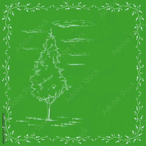 Vintage card template with tree