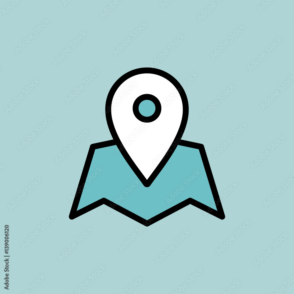 Naklejka premium pin point, location icon on blue background