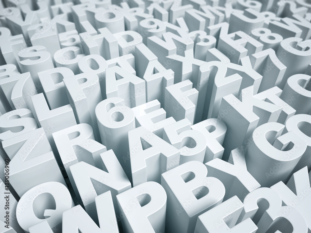 Letters and numbers 3d background Letters and numbers 3d background