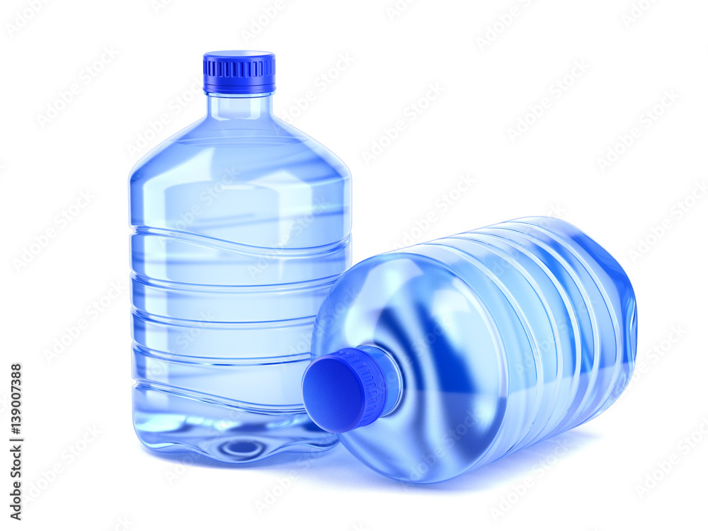 Two big bottle of water on a white background 3d rendering Two big bottle of water on a white background 3d rendering