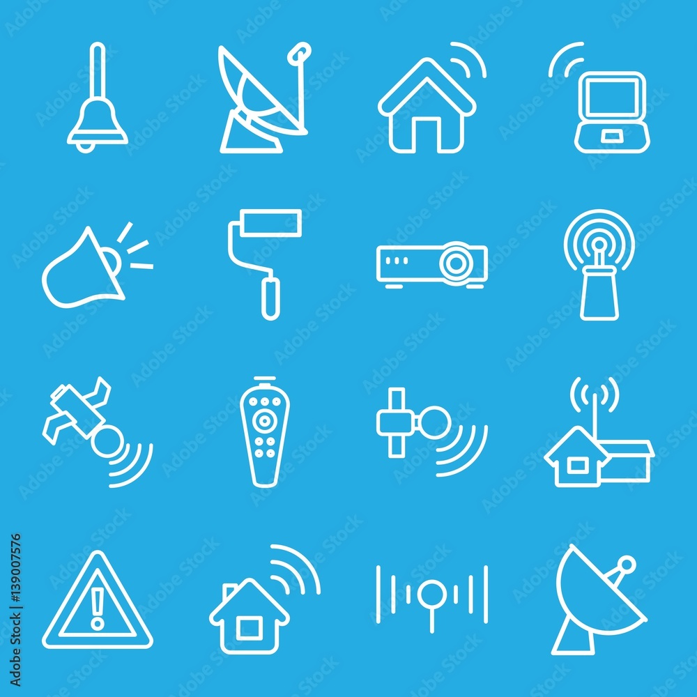 Set of 16 signal outline icons Set of 16 signal outline icons