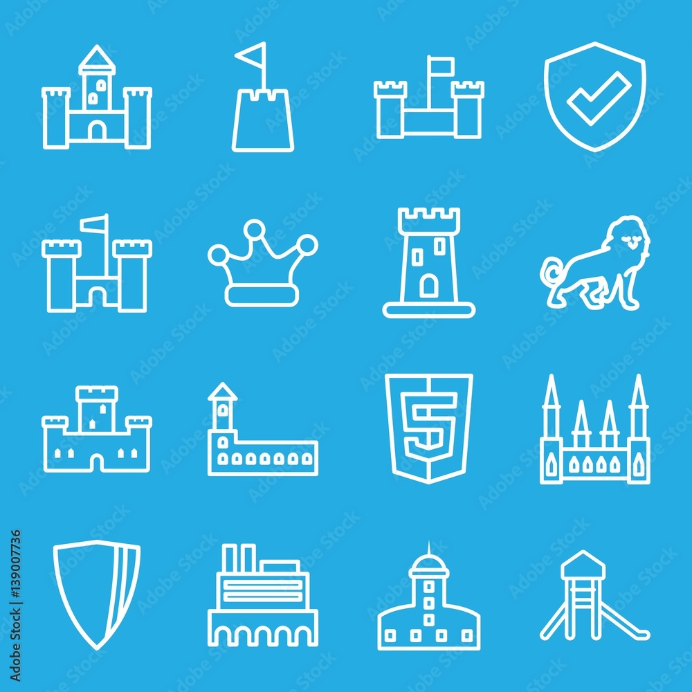 Set of 16 royal outline icons
