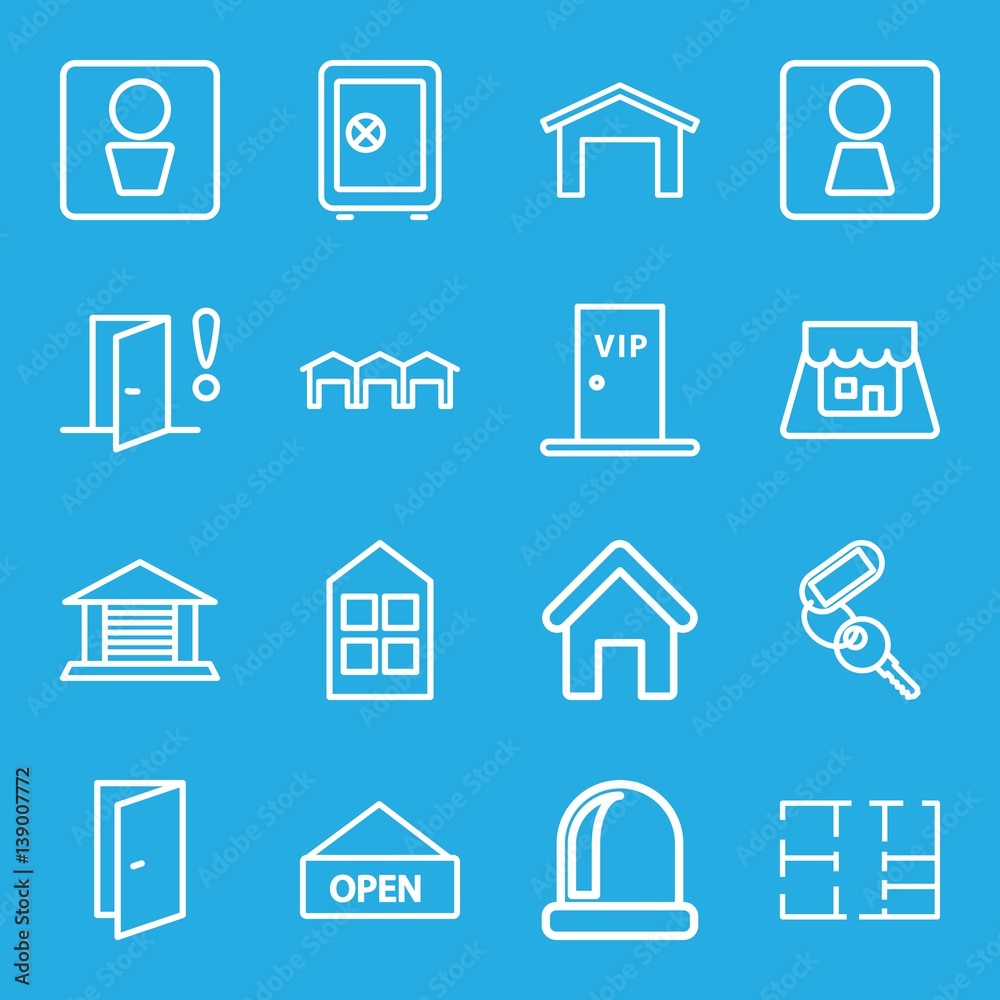 Set of 16 door outline icons Set of 16 door outline icons