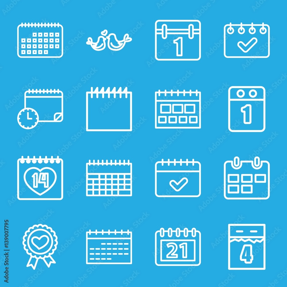 Set of 16 date outline icons Set of 16 date outline icons