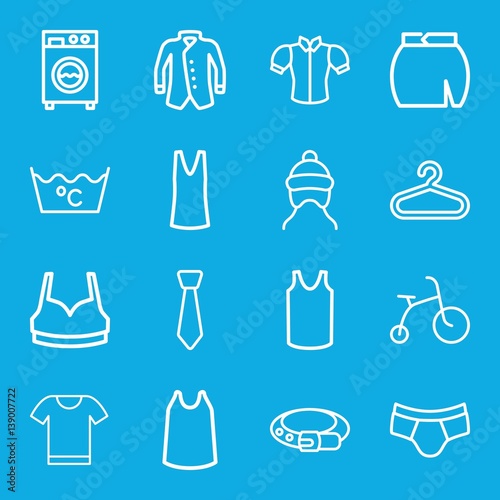 Set of 16 clothes outline icons