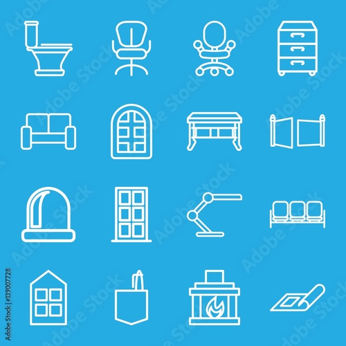 Set of 16 interior outline icons