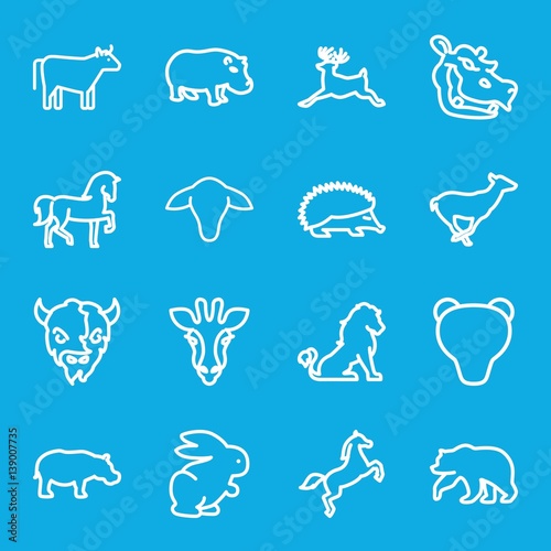 Set of 16 mammal outline icons