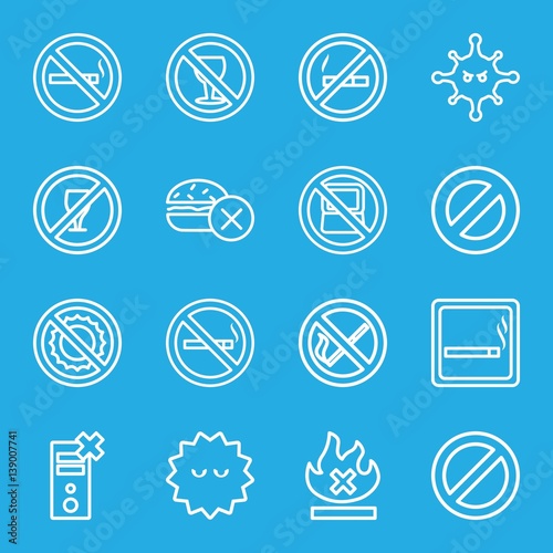 Set of 16 prohibition outline icons