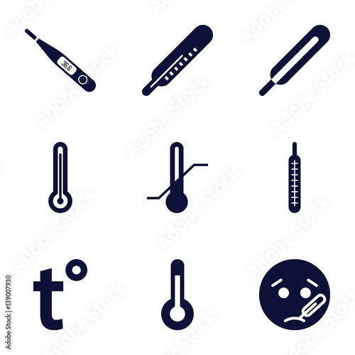 Set of 9 thermometer filled icons