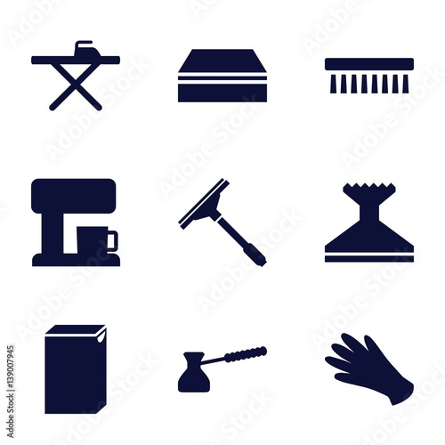 Set of 9 household filled icons
