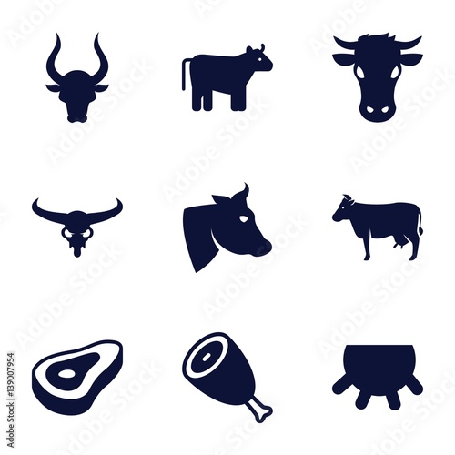 Set of 9 cow filled icons